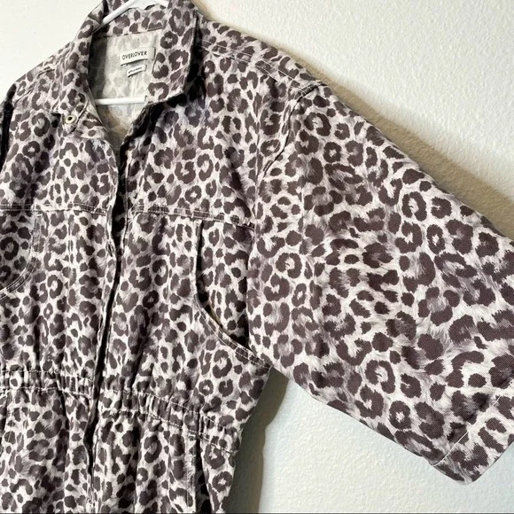 Overlover Hope Cotton Twill Leopard Print Jumpsuit